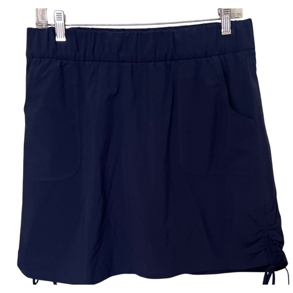 T By Talbots Navy Blue Stretch Skort M Pickleball Tennis  Drawstrings & Pockets